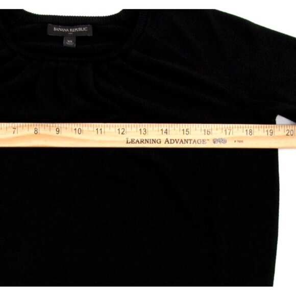 Banana Republic Sweater Womens XS Black Pleated Neckline 3/4 Sleeve Pullover - Picture 9 of 10